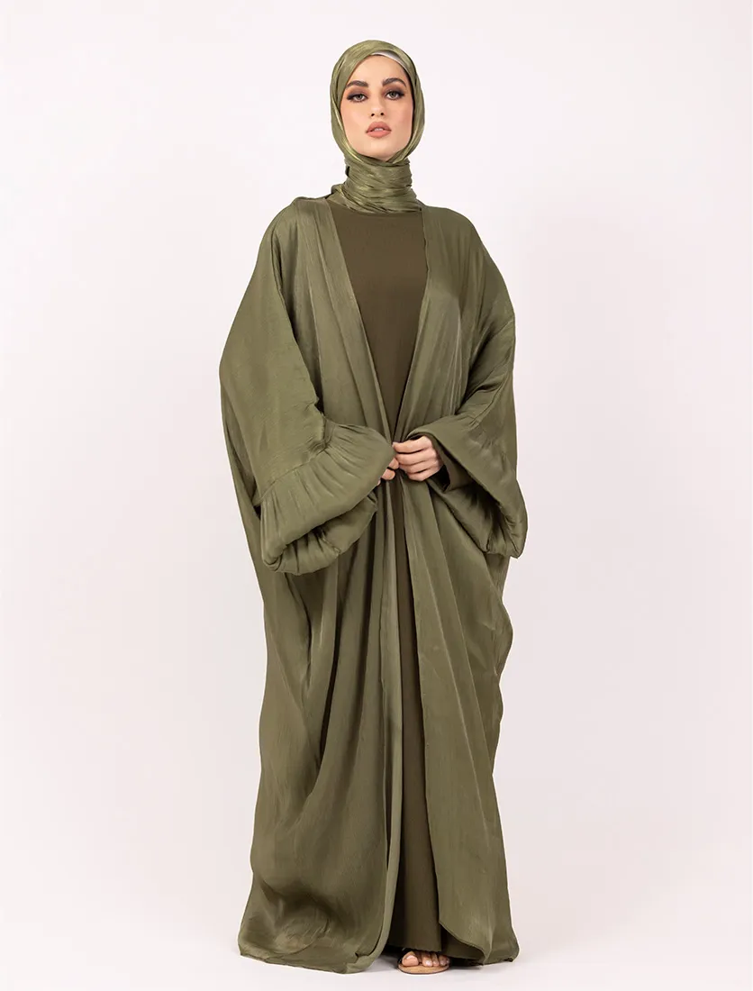 Olive Open Organza Kaftan Set